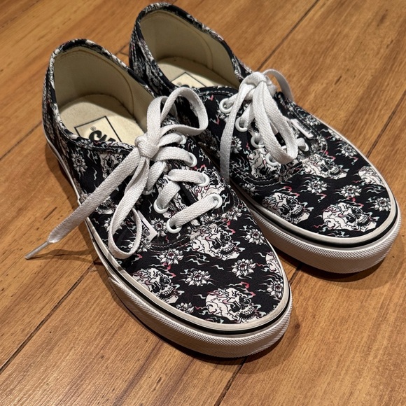 Vans Shoes - Vans Era Line Flash Skull and Flowers Black, White and Red Lace Up Sneakers